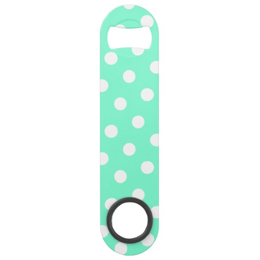 アクアマリンアンドホワイト水玉模様 スピード栓抜き (正面)