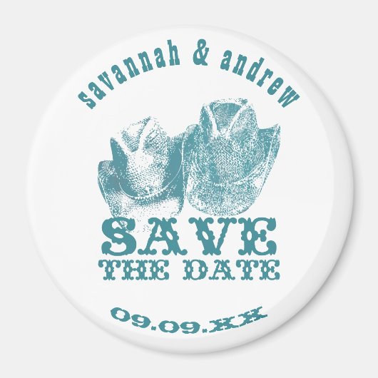 アクアマリンウエスタンヴィンテージウェディング マグネット (正面)