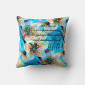 アクアマリンウォータカラー桜さくらんぼツリーフラワーズ クッション (裏面)