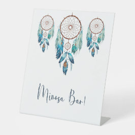 アクアマリンウォーターカラードリームキャッチャーミモザバー 台座サイン