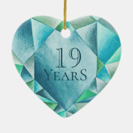 アクアマリンウォーターカラーハートかわいいバレンタインデー セラミックオーナメント