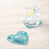 アクアマリンウォーターカラーハートかわいいバレンタインデー ペーパーコースター (インサイチュ)