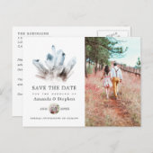 アクアマリンクリスタルウェディング日付を保存 ポストカード (正面/裏面)