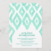 アクアマリングリーンイカット結婚ズ 招待状 (正面/裏面)