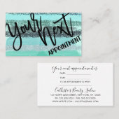 アクアマリングリーンブルーグリッターブラシストロークストライプ 予約カード (正面/裏面)