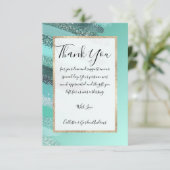 アクアマリングリーンブルーグリッターブ絵を描ラストローク サンキューカード (スタンド正面)