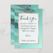 アクアマリングリーンブルーグリッターブ絵を描ラストローク サンキューカード (正面/裏面)