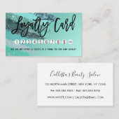 アクアマリングリーンブルーグリッターブ絵を描ラストローク ロイヤリティカード (正面/裏面)