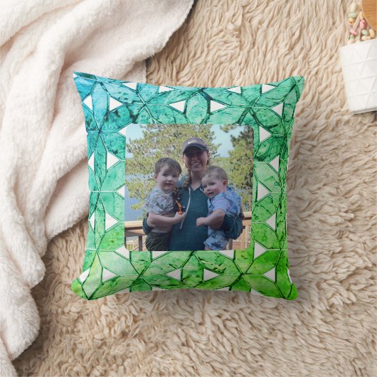 アクアマリングリーンモザイク |生命の花 クッション (ブランケット)