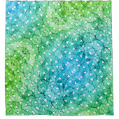 アクアマリングリーンモザイク |生命の花 シャワーカーテン (正面)