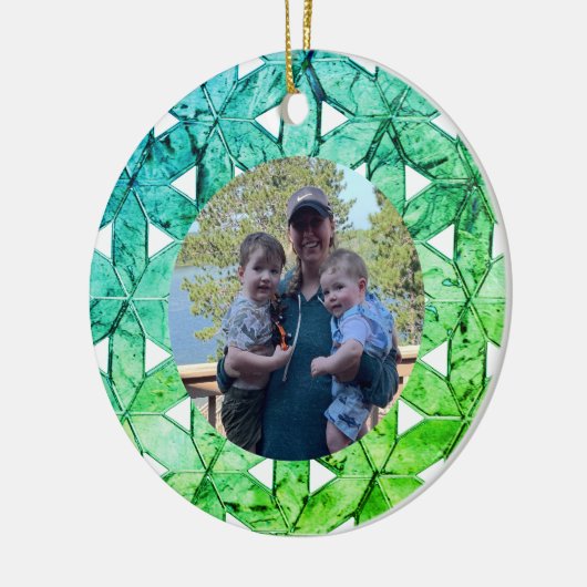 アクアマリングリーンモザイク |生命の花 セラミックオーナメント (左)