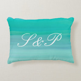 アクアマリングリーン海モノグラム アクセントクッション