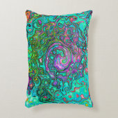 アクアマリングルーヴィ抽象芸術レトロ液スワール アクセントクッション (正面(垂直))