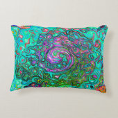 アクアマリングルーヴィ抽象芸術レトロ液スワール アクセントクッション (裏面)