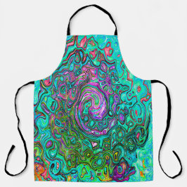 アクアマリングルーヴィ抽象芸術レトロ液スワール エプロン