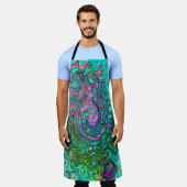 アクアマリングルーヴィ抽象芸術レトロ液スワール エプロン (着用した状態)