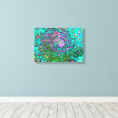 アクアマリングルーヴィ抽象芸術レトロ液スワール キャンバスプリント (インサイチュ (ウッドフロア))