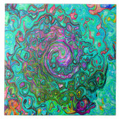 アクアマリングルーヴィ抽象芸術レトロ液スワール タイル (正面)