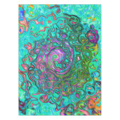 アクアマリングルーヴィ抽象芸術レトロ液スワール テーブルクロス (正面)