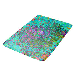 アクアマリングルーヴィ抽象芸術レトロ液スワール バスマット