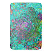 アクアマリングルーヴィ抽象芸術レトロ液スワール バスマット (正面縦)