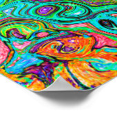 アクアマリングルーヴィ抽象芸術レトロ液スワール ポスター (角)