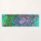 アクアマリングルーヴィ抽象芸術レトロ液スワール ヨガマット (正面(横))