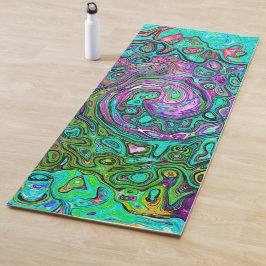 アクアマリングルーヴィ抽象芸術レトロ液スワール ヨガマット