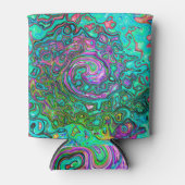 アクアマリングルーヴィ抽象芸術レトロ液スワール 缶クーラー (正面)