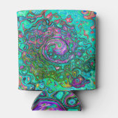 アクアマリングルーヴィ抽象芸術レトロ液スワール 缶クーラー (裏面)