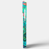 アクアマリングルーヴィ抽象芸術レトロ液スワール Case-Mate iPhoneケース (裏面 / 左)