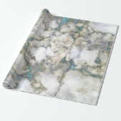 アクアマリングレーグリッターブルーマーブルシャイニーグラム ラッピングペーパー (アンロールド)