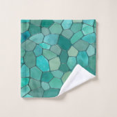 アクアマリンシアンモザイク バスタオルセット (ウォッシュタオル)