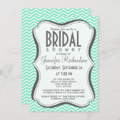 アクアマリンシェブロン;ジグザグ 招待状 (正面/裏面)
