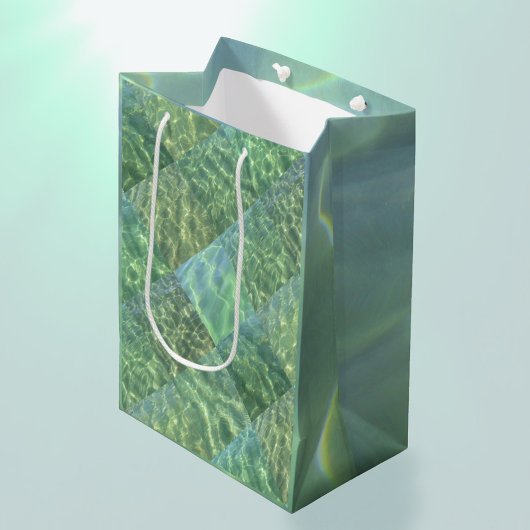 アクアマリンシーホムアクアウォーターパッチワーク ミディアムペーパーバッグ