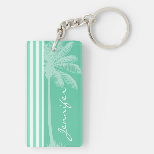 アクアマリンシーホムグリーンストライプレトロ;パームツリー キーホルダー (裏面)