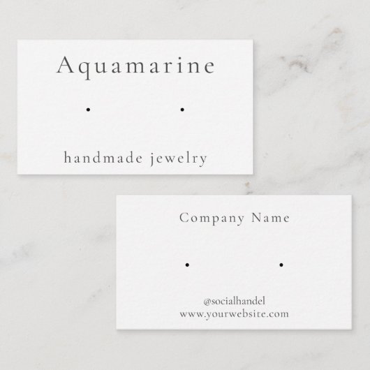 アクアマリンジェムストーンイヤリングジュエリーディスプレイカード エンクロージャーカード (正面/裏面)