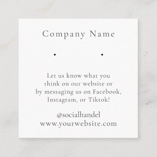 アクアマリンジェムストーンイヤリングジュエリーディスプレイカード エンクロージャーカード (裏面)