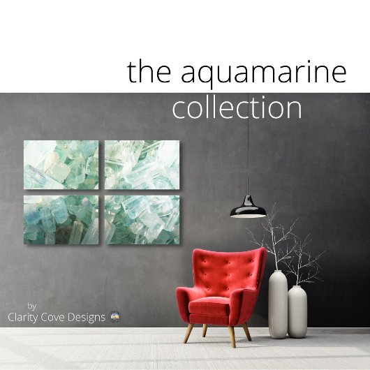 アクアマリンジェムストーン結晶延伸キャンバス キャンバスプリント