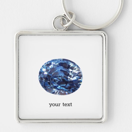 アクアマリンジェムストーン、スカイブルー キーホルダー (正面)