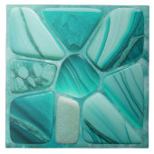 アクアマリンストーンフラワー抽象芸術セルラーアート タイル (正面)