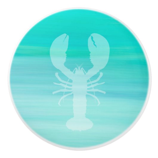 アクアマリンターコイズシーウォーターとロブスター セラミックノブ (正面)