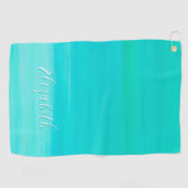 アクアマリンターコイズ海海水名 ゴルフタオル (横)