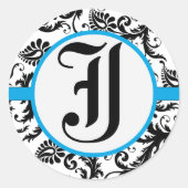 アクアマリンダマスクモノグラム結婚式用シール ラウンドシール (正面)