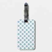 アクアマリンブルーとホワイト水玉模様ラゲージタグ ラゲッジタグ (裏面縦)