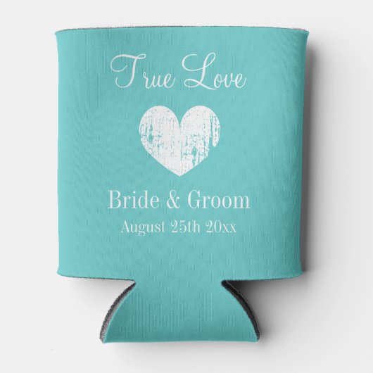 アクアマリンブルーとホワイト結婚のテーマクーラー 缶クーラー (正面)