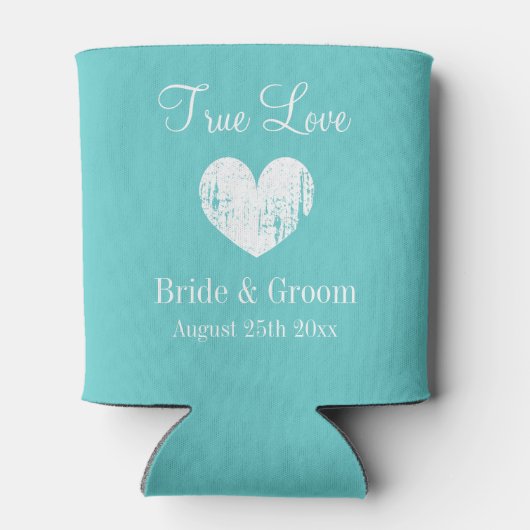 アクアマリンブルーとホワイト結婚のテーマクーラー 缶クーラー (裏面)