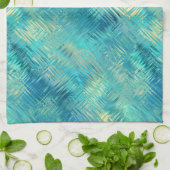 アクアマリンブルークリスタルジェルテクスチャ キッチンタオル (折り畳み)