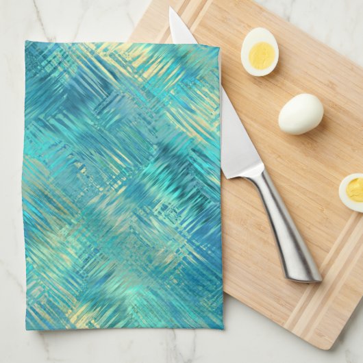 アクアマリンブルークリスタルジェルテクスチャ キッチンタオル (四つ折り)
