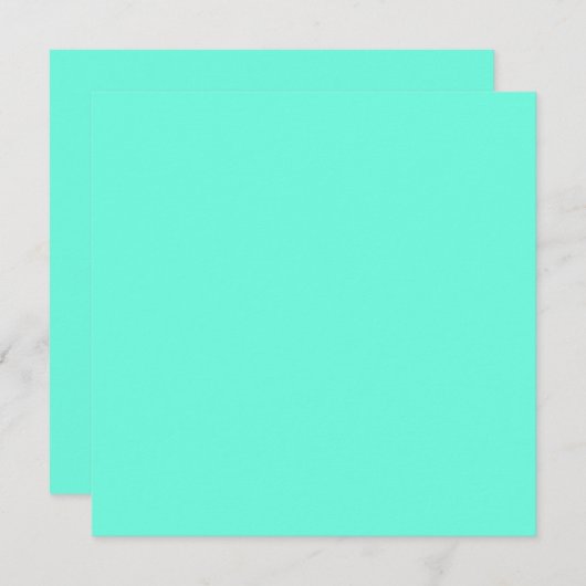 アクアマリンブルーグリーンターコイズ無地のカラー カード (正面/裏面)